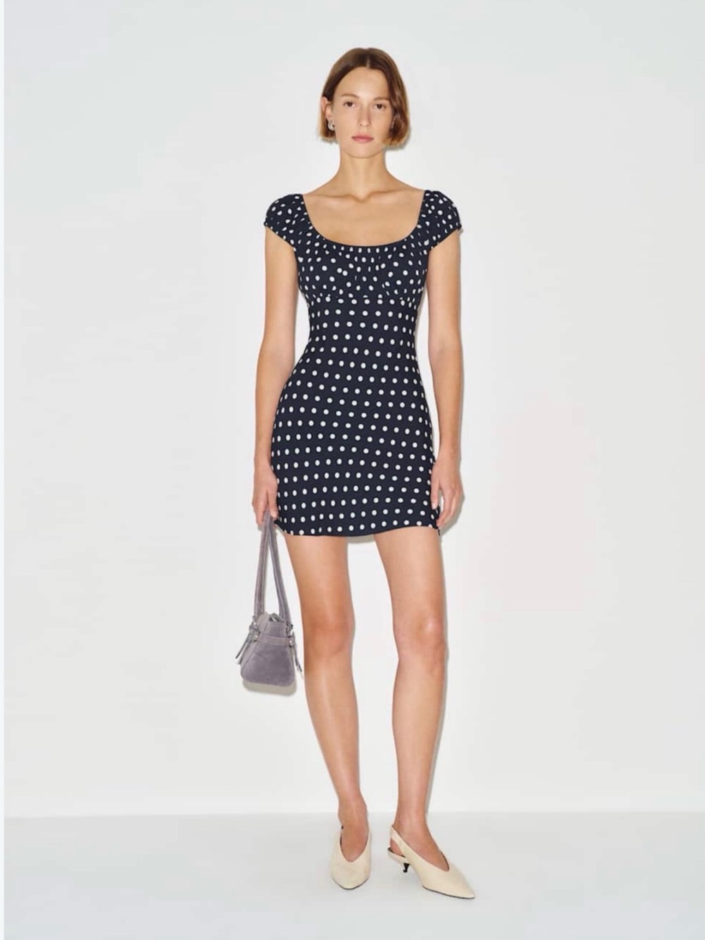 Reformation Lucy-Belle mini Dress in orion dot women’s Sz M